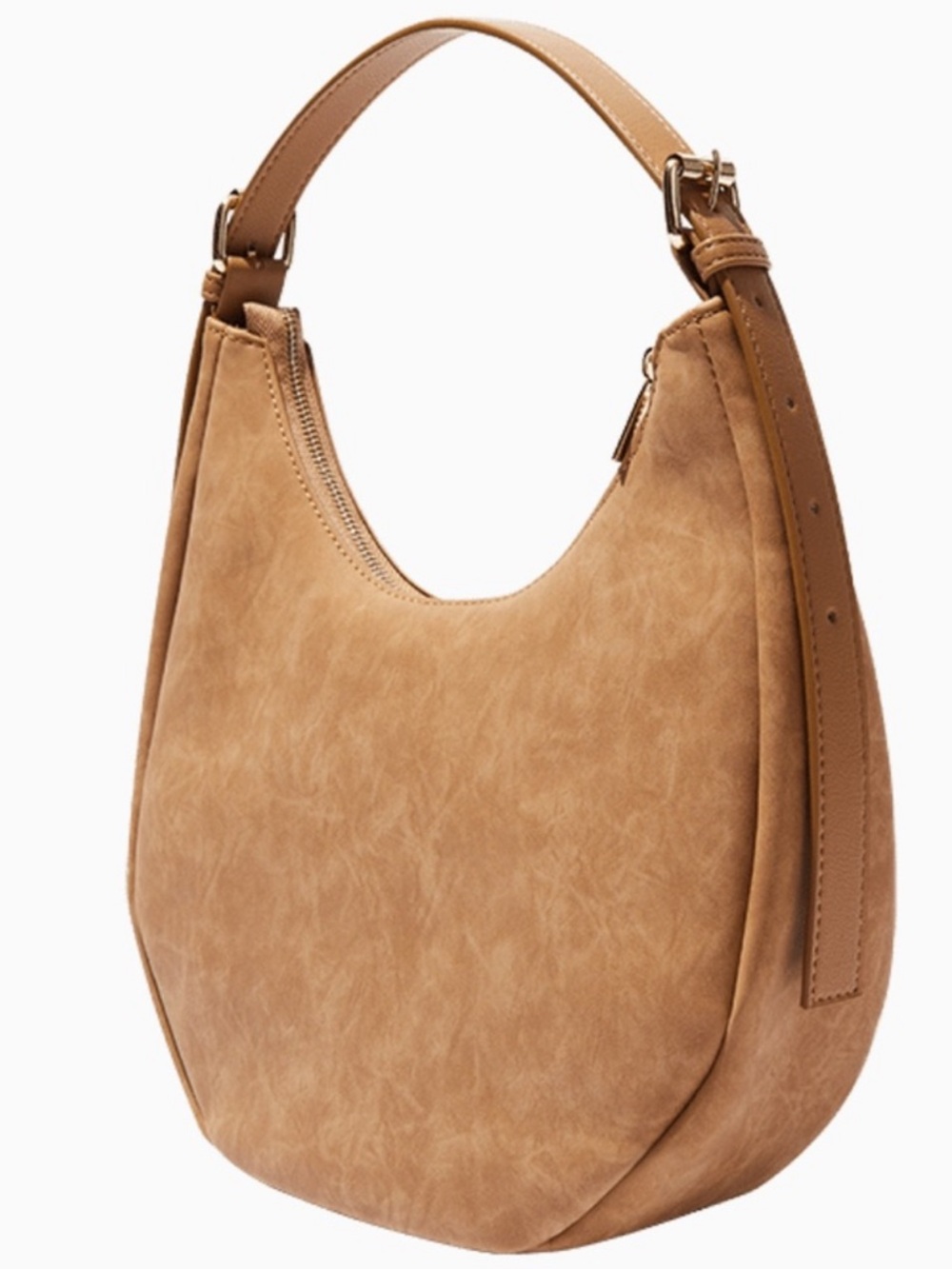 4TH & RECKLESS UNA FAUX SUEDE CRESCENT BAG TAN